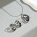 Geometric style personalized inlaid rhinestone earrings necklace set, niche and high-end, collarbone chain for women_ipsvogv.com