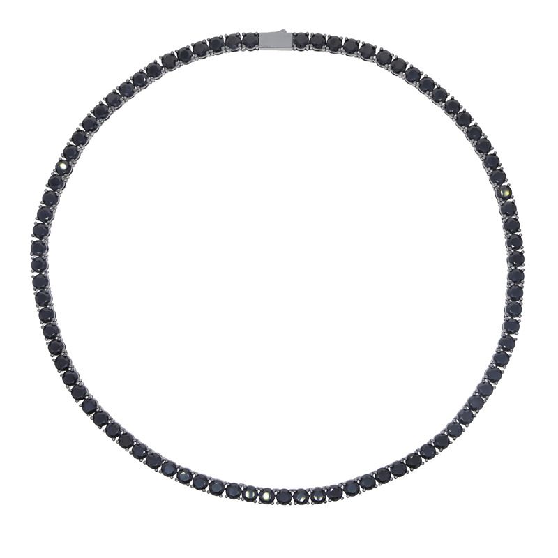 Men's Hip Hop Tennis Chain Necklace In Black Gold & Black/Purple Zircon, 5mm Width, 46cm & 51cm Lengths Hip Hop Necklace Jewelry_ipsvogv.com