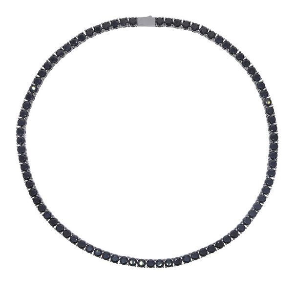 Men's Hip Hop Tennis Chain Necklace In Black Gold & Black/Purple Zircon, 5mm Width, 46cm & 51cm Lengths Hip Hop Necklace Jewelry_ipsvogv.com