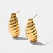 Teardrop shaped earrings personality beans heavy metal trend texture earrings copper plated K real gold color preservation_ipsvogv.com