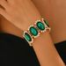 Fashionable women's bracelet with geometric inlaid emerald design, versatile bracelet, high-end feel_ipsvogv.com