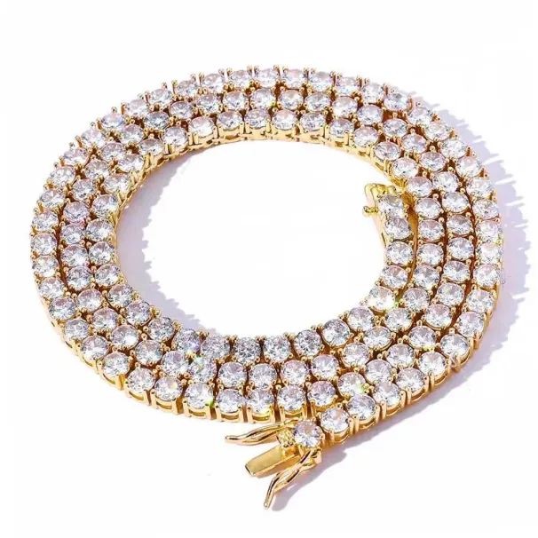 designer Gra Hip Hop 3mm-4mm Vvs Moissanite Necklace Tennis Chain Dia Sier Gold Iced Out Plated Necklaces Jewelry_ipsvogv.com