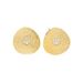 Silver gold lotus leaf spacer arc brushed wood grain flower stud earrings electroplated gold plated Korean style INS style female niche all-match_ipsvogv.com