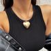 Sweet Cool Accessories, Exaggerated Big Heart Pendant Necklace, Simple And Long Velvet Chain Tassel Necklace_ipsvogv.com