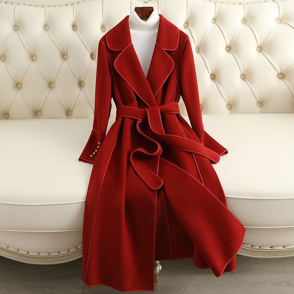 Women's Clothing Double faced cashmere coat for women, long slim fit,winter new style fashion woolen coat over knee high end_ipsvogv.com