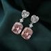 Cao Shi's new light luxury flash diamond pink yellow white Zircon Earrings women's fashion CaiBao earrings_ipsvogv.com