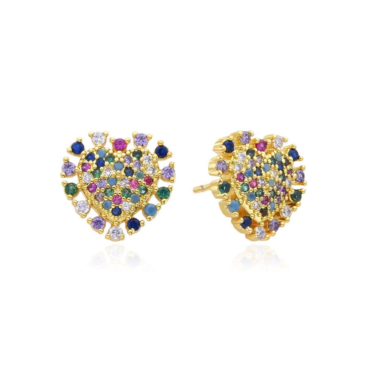 Women’s Jewelry Set Fashion Copper Plated Real Gold Style Love Heart Shaped Micro Inlaid Colored Zircon Earrings Light Luxury Earrings Jewelry_ipsvogv.com