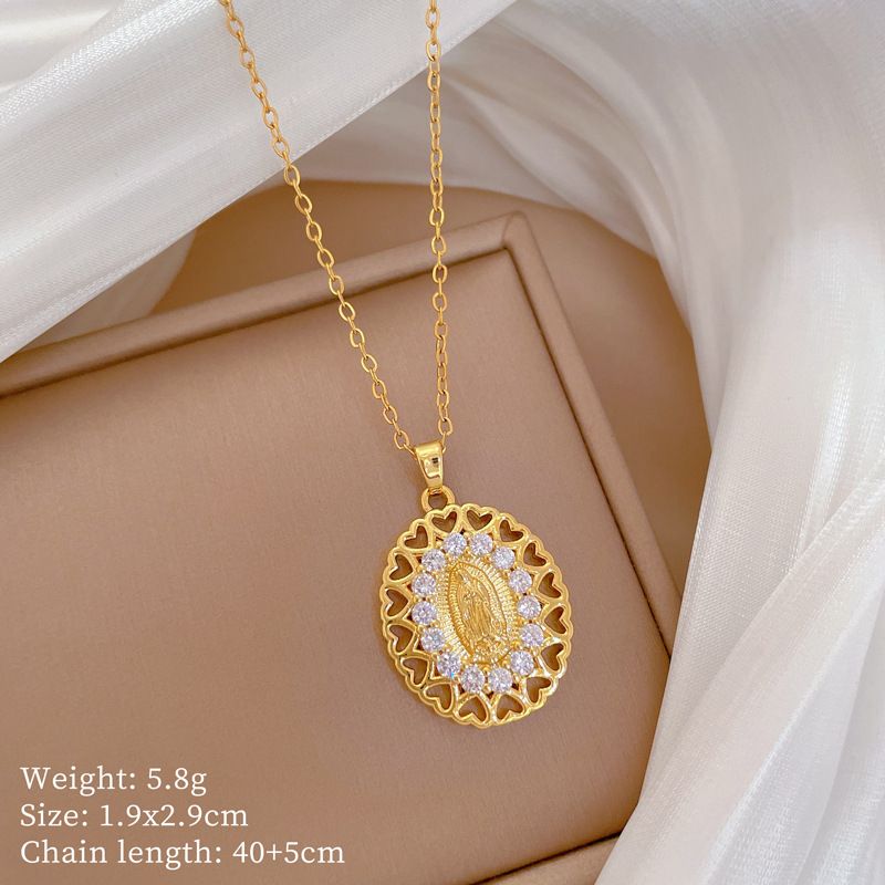 Titanium Steel 【 】 Egg Shaped Portrait Diamonds, Light Luxury Temperament, Gorgeous Full Of Diamonds Necklace, Women's 【 】 , Temperament, Necklace,_ipsvogv.com