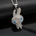 Trendy Hip-Hop Jewelry Gold-Plated Full Diamond Rabbit Pendant Fashion Versatile Titanium Steel Necklace Accessories_ipsvogv.com