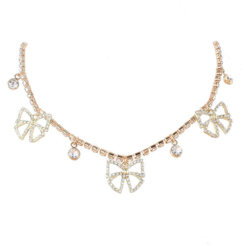 Fashion Necklace Alloy Diamond Butterfly Pendant Necklace Punk Style Claw Chain Necklace_ipsvogv.com