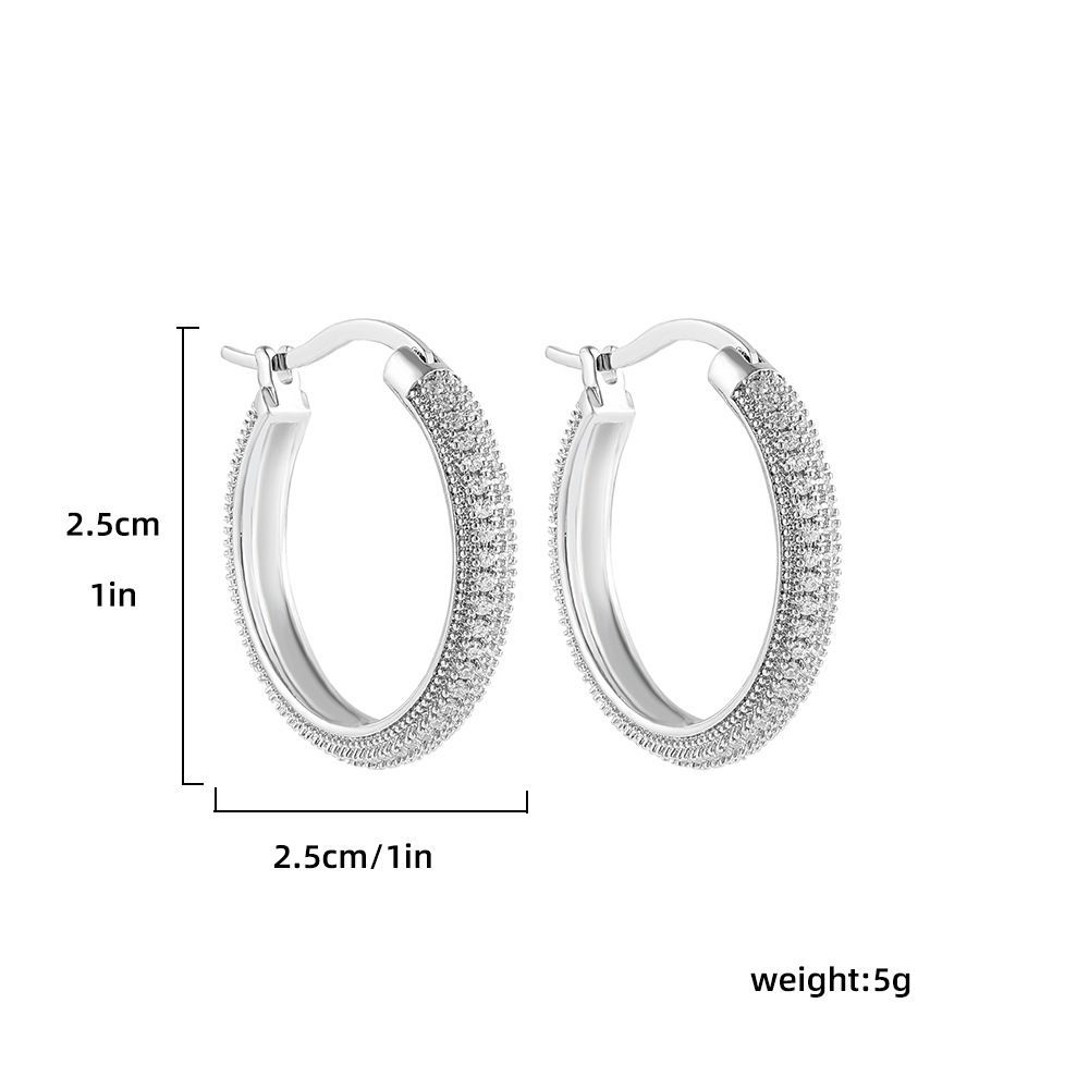 Unisex New Exaggerated Internet Celebrity Big Earrings Temperament Copper Crossing Micro Inlaid Zircon Double Row Diamond Earrings For Women_ipsvogv.com