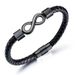 Hot Selling Jewelry Stainless Steel Men's Hip-Hop Versatile Fashion Infinite Figure-8 Leather Cord Bracelet_ipsvogv.com