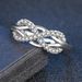 Simple bow shape women's ring Zircon micro inlaid platinum plated jewelry_ipsvogv.com