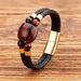 New stainless natural tiger eye stone bead for men, hand woven leather titanium steel bracelet_ipsvogv.com