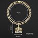 Unisex Niche Personality Hip Hop KING Letter Crown Pendant Cuban Chain Retro Letter Environmentally Friendly Alloy Jewelry Necklace_ipsvogv.com