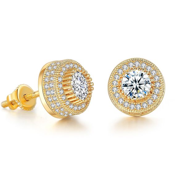 Hip Hop Zircon For Men Women Full Dia Gold Plated Thread And Earrings_ipsvogv.com