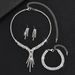 Fashion Light Luxury Temperament Clavicle Chain Autumn Winter Accessories Women's Sparkling Tassel Necklace Earrings_ipsvogv.com