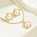 Geometric style women's long necklace set with personalized inlaid pearls, niche design earrings, versatile accessories_ipsvogv.com