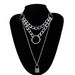 Jewelry Personality Exaggeration PU Metal Collar Decoration Punk Multi-layer Chain Geometric Lock Necklace_ipsvogv.com