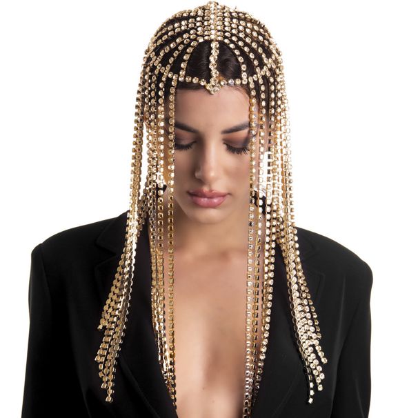 European And American Fashion Accessories Exaggerated Personality Fringed Headband Cross-border New Trend Rhinestone Headgear Women's Hair Chain_ipsvogv.com