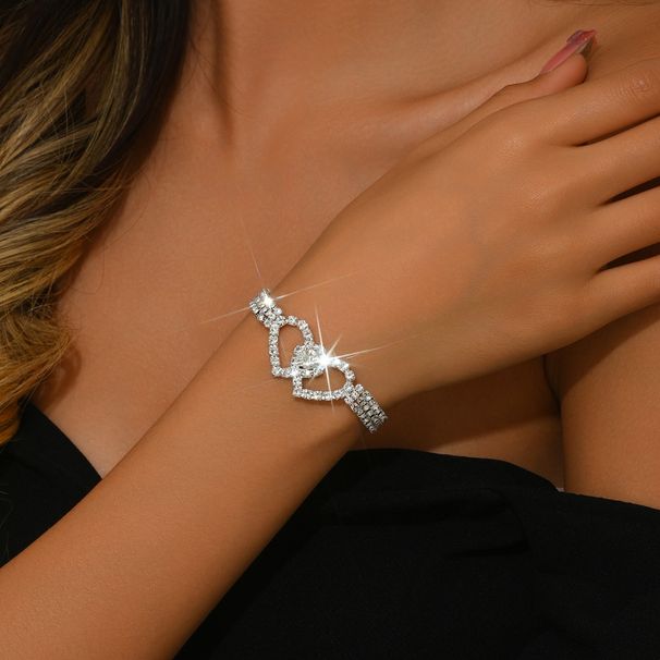 Women’s Jewelry Set Fashion Double Heart Rhinestone Bracelet Anklet Sexy Full Diamond Versatile Shining Beach Foot Ornaments_ipsvogv.com