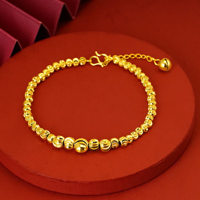 Brass Gold-plated Jewelry, Frosted Round, Fashionable, Lucky Bead Ladies' Bracelet, Sand Gold Jewelry_ipsvogv.com