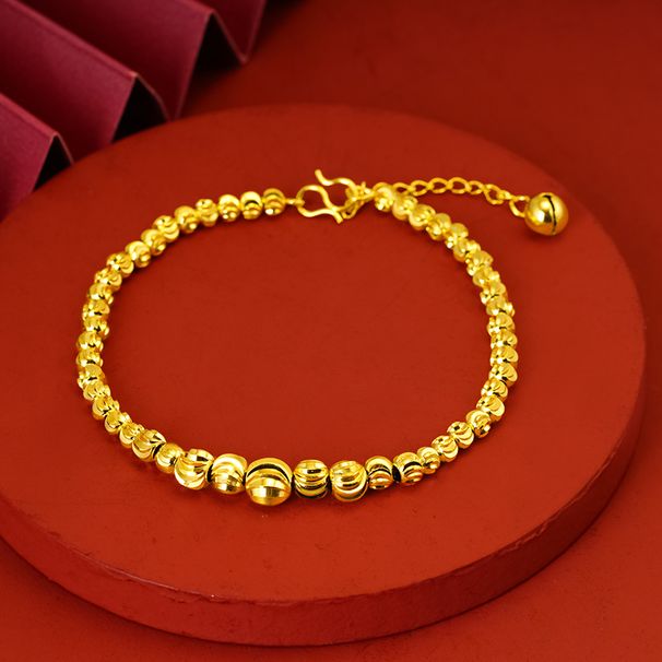 Brass Gold-plated Jewelry, Frosted Round, Fashionable, Lucky Bead Ladies' Bracelet, Sand Gold Jewelry_ipsvogv.com