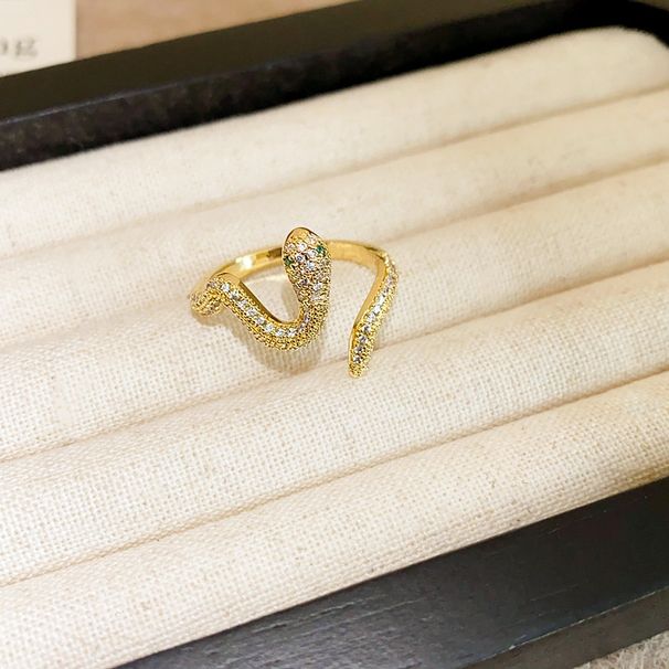 Real Gold Electroplated Curved Snake Opening Korean Style Ins, Fashionable Personalized Index Finger Ring, Light Luxury_ipsvogv.com