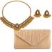 Retro Middle Eastern style fashion diamond water drop temperament exaggerated ladies necklace female earrings evening clutch three piece set_ipsvogv.com