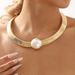 N12158 niche trend big pearl metal texture necklace exaggerated personality high-end snake bone chain collar_ipsvogv.com