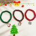 Handcrafted Christmas Beaded Bracelet With Natural Stones - Festive Tree, Snowman & Holiday Charm Design - Unisex Jewelry For Holiday Gifting_ipsvogv.com