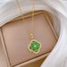 Steel 【 Titanium 】 Green Four Leaf Flower Fashion Light Luxury Charm Gorgeous Full Diamond Necklace Women's Versatile 【 】_ipsvogv.com