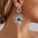 Diamond studded light luxury all match exaggerated high end emerald heart gem sun earrings for women_ipsvogv.com