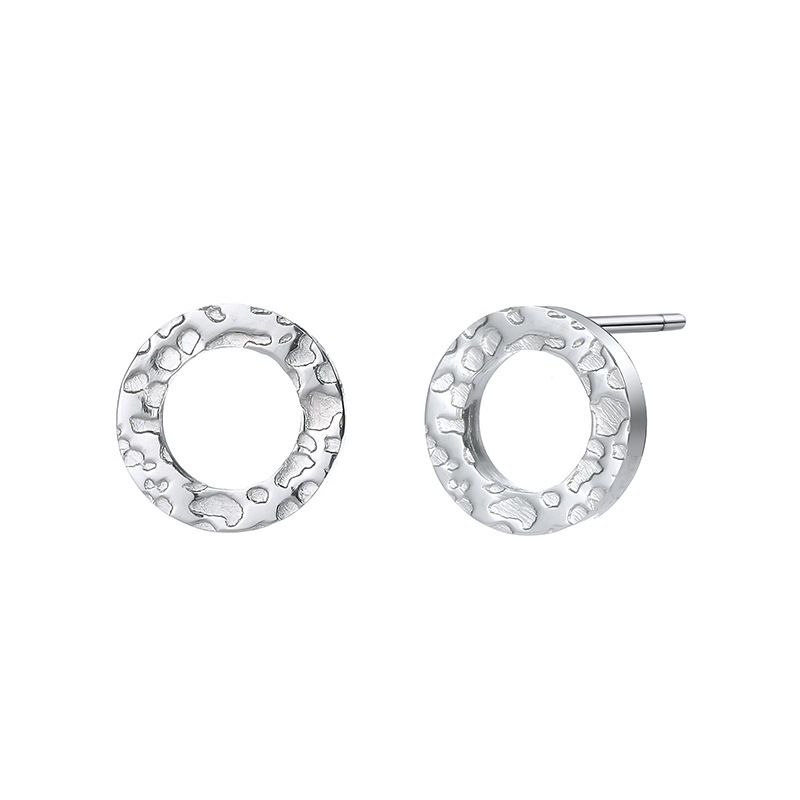 Women's Jewelry Simple Stainless Steel Earrings Hollow Round Hammer Ear_ipsvogv.com