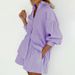 Women's Clothing temperament shirt jacquard striped puff sleeve shorts commuting design casual suit_ipsvogv.com