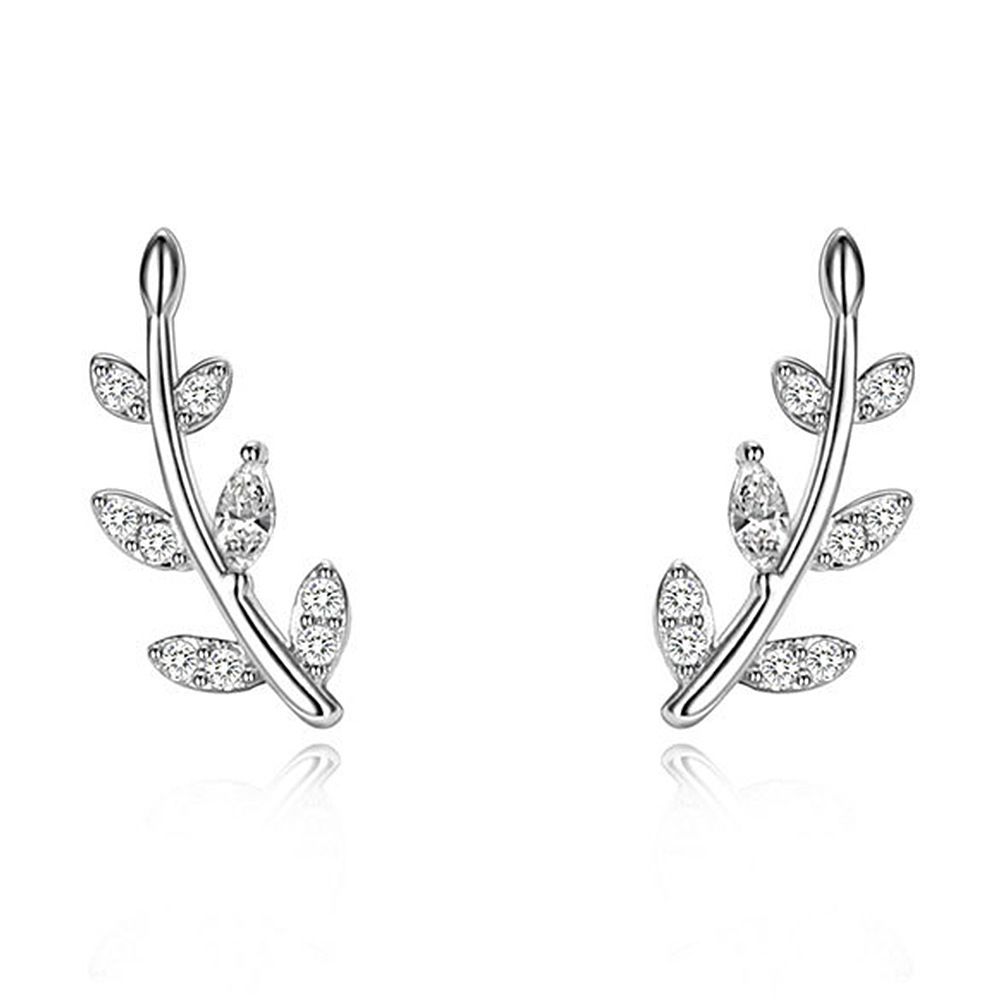 Cao Shi, Japanese and Korean Style, Leaf Earrings, Women's Trend, Forest Style, Diamonds, Small Earrings, Versatile Student Earrings_ipsvogv.com