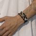 Cross Tiger Stone Beaded Bracelet For Men, Trendy Hip-Hop Niche High-End Feel, Simple Turquoise Hand Jewelry_ipsvogv.com