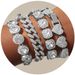 Hip Hop Gold And Silver Inlaid Bracelet Set Full Diamond Heart Round Square Cuban Chain_ipsvogv.com