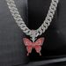 Hip hop necklace street rap butterfly pendant Cuban necklace personality trend couple necklace_ipsvogv.com