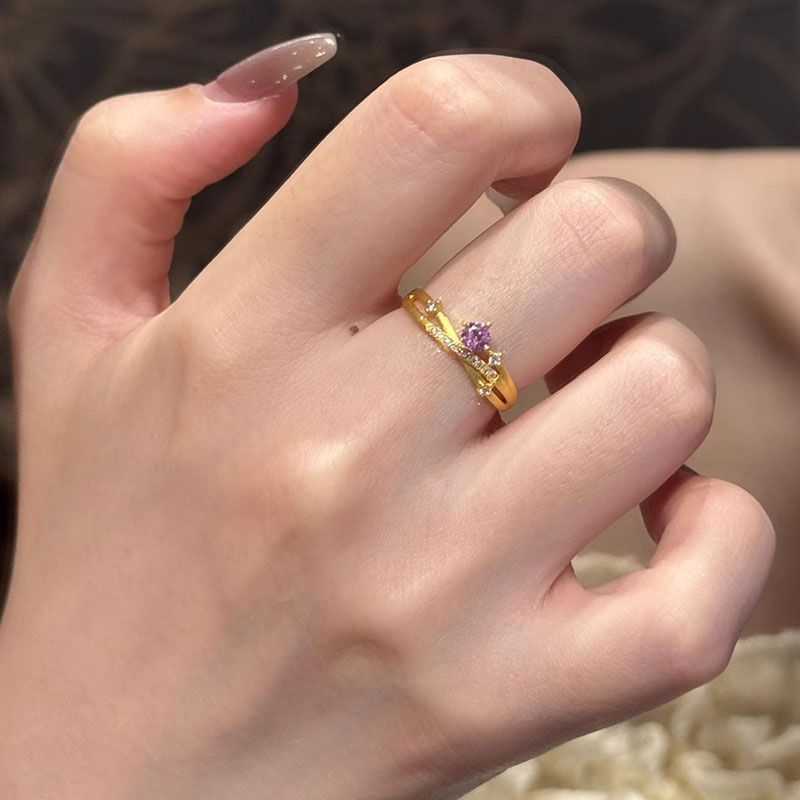 Th Sam Gold Platd Purpl Zircon Cross Star Track Ring With Adjustabl Movabl Mouth And Uniqu Dsign For Fmal_ipsvogv.com