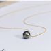 2025 New Arrivals Real Gold Round Necklace For Women,Tahiti Black Pearl Pendant Chain Mother Girls Birthday Gift_ipsvogv.com