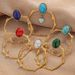 Stainless Steel Patterned Elliptical Needle Welding Ring Natural Stone Studs With Hanging Studs, Ear Bracket DIY Earring_ipsvogv.com