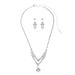 Bridal Jewelry Set - Silver Zircon Necklace & Earrings (Simple Heart Design, Elegant Wedding Accessories)_ipsvogv.com