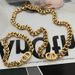 Gold Thick Letter Titanium Steel Necklace Female Hip Hop Personality Short Collar Chain Versatile_ipsvogv.com