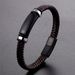 Black, blue, brown woven stainless steel men's bracelet, simple and glossy bracelet_ipsvogv.com