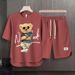 Men's Clothing 2024 Waffle Casual Summer Suit Men's Loose Teen Short sleeved T shirt Shorts Handsome Two piece Suit_ipsvogv.com