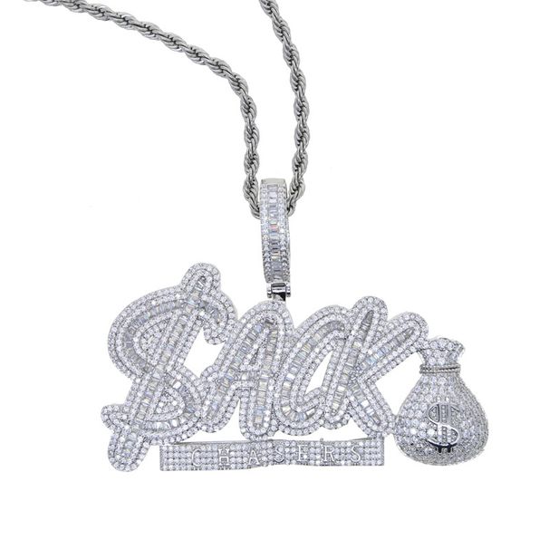 Men's Hip Hop Necklace With Zirconia Accents And Money Bag Pendant - Stylish Silver & Gold Options (61cm Chain) Men's Hip Hop Necklace_ipsvogv.com