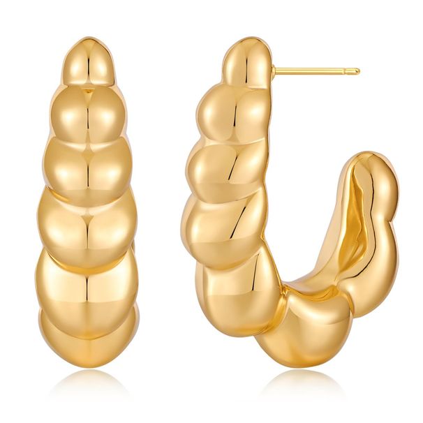 Hot Sale Real Gold Brass Electroplating Simple Design Personality Versatile Daily Earrings For Women_ipsvogv.com
