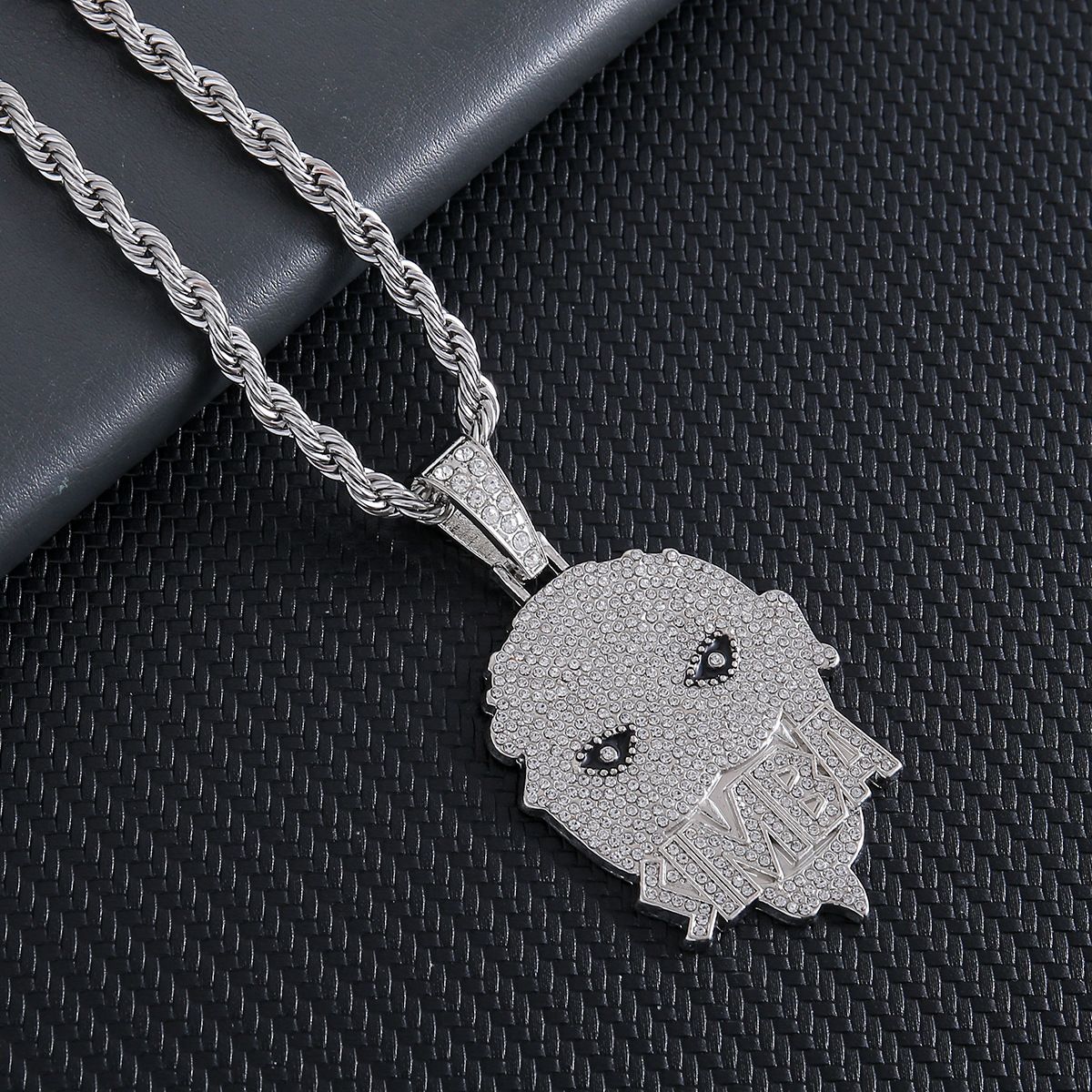 Cartoon Pendant Hip-Hop Jewelry Fashion Punk Inlaid Diamond Ins Zircon Necklace For Men Trendy_ipsvogv.com