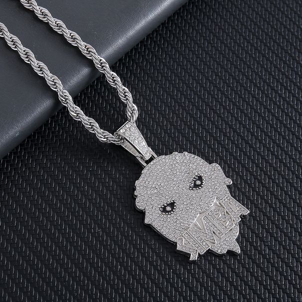 Cartoon Pendant Hip-Hop Jewelry Fashion Punk Inlaid Diamond Ins Zircon Necklace For Men Trendy_ipsvogv.com